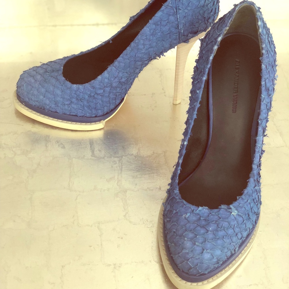 Alexander Wang round toe cobalt blue heels